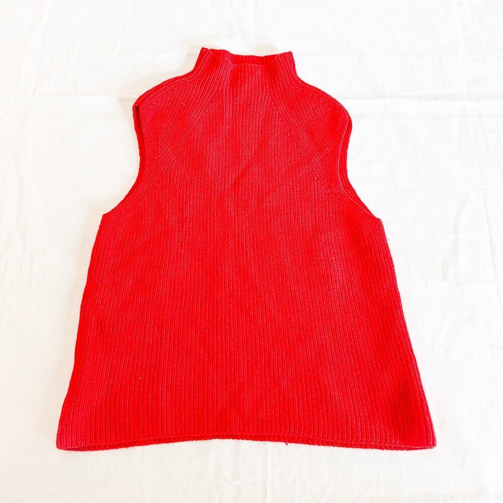 Wilfred Wool Red Mock Neck Sleeveless Sweater Top Italian Yarn Size Small